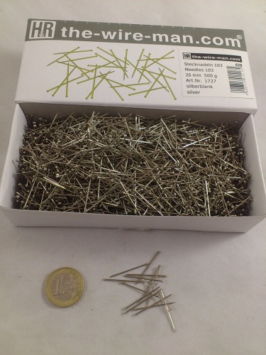 Iron pins 2.6 cm 500 gr. nickel-plated